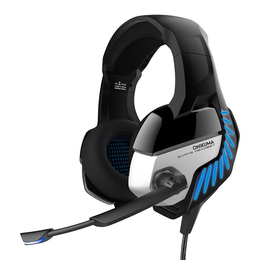 ONIKUMA K5 PRO Wired Headset E-sports Gaming Headset with 50mm Driver Unit Adjustable Microphone HiFi Sound Quality Black&Blue