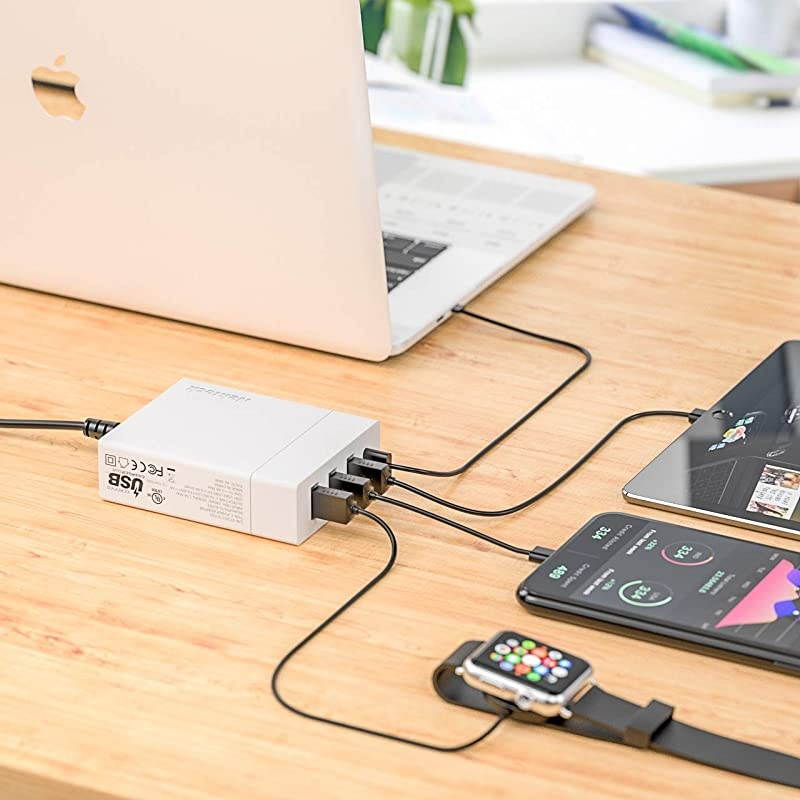 USB C Wall Charger Station  72W 4 Port Type C Charger with 60W Power Delivery Supply Adapter for MacBook ProAir Dell XPS iPad Pro 2018 iPhone Max Pixel S10S9 and MoreWhite