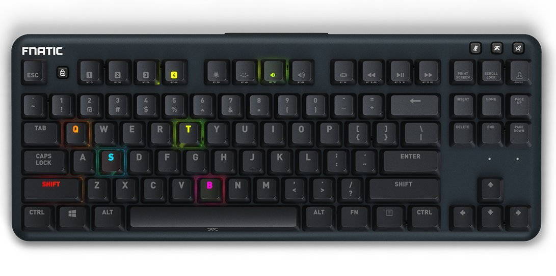 Fnatic miniSTREAK Pro Gaming Mechanical Tenkeyless Esports Keyboard (Cherry MX Red Switches, Multi-Color RGB Lighting, Ergonomic Wrist Rest, Programmable) US-Layout