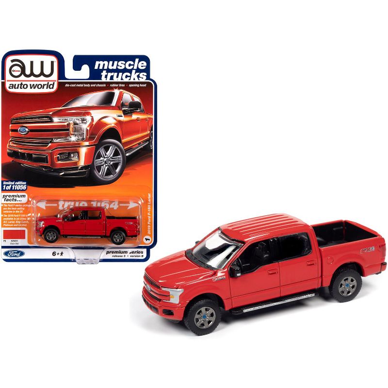 2019 Ford F-150 Lariat Pickup Truck Race Red "Muscle Trucks" Limited Edition to 11056 pieces Worldwide 1/64 Diecast Model Car by Autoworld