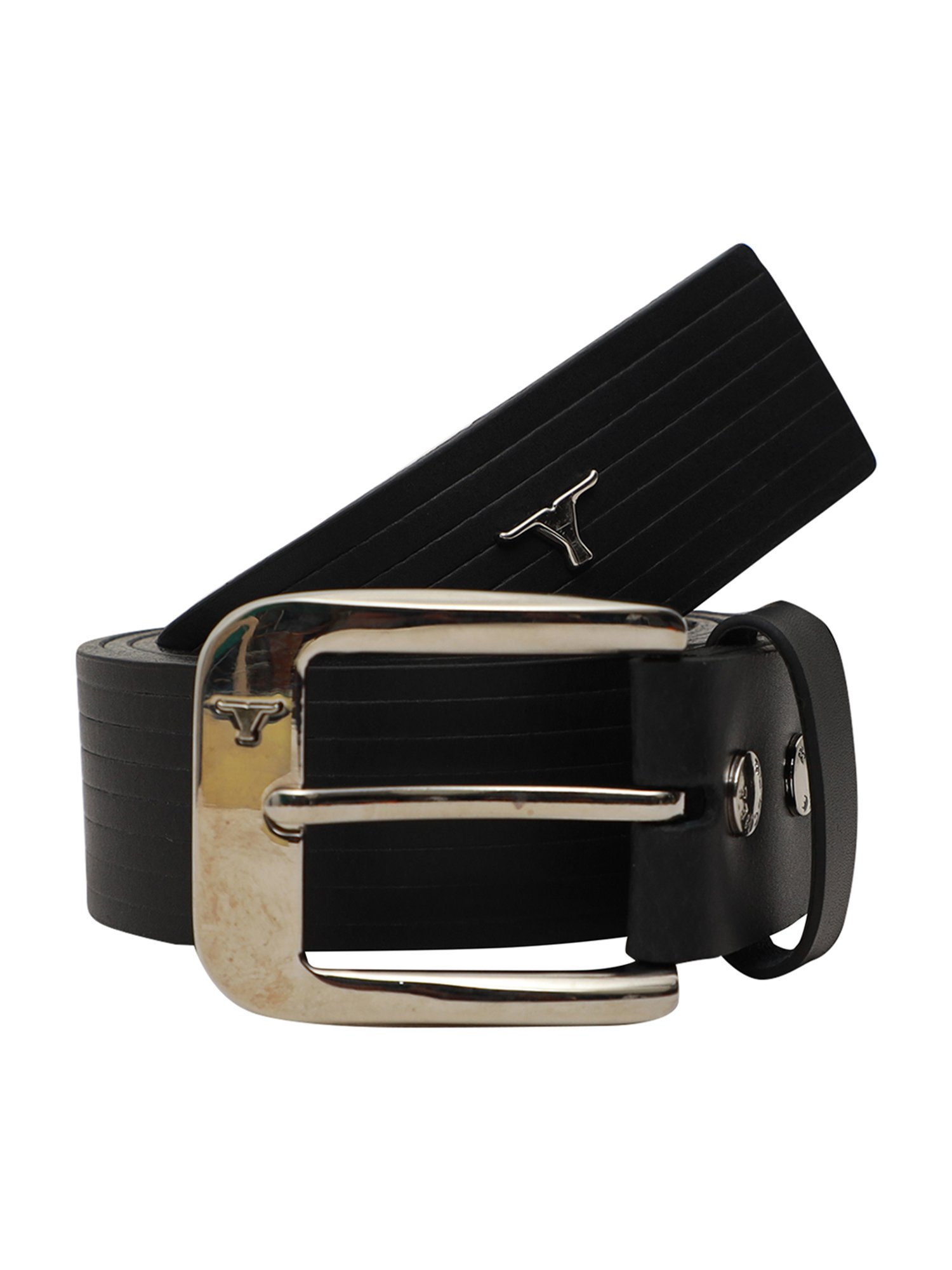 BULCHEE Black Leather Casual Belt for Men