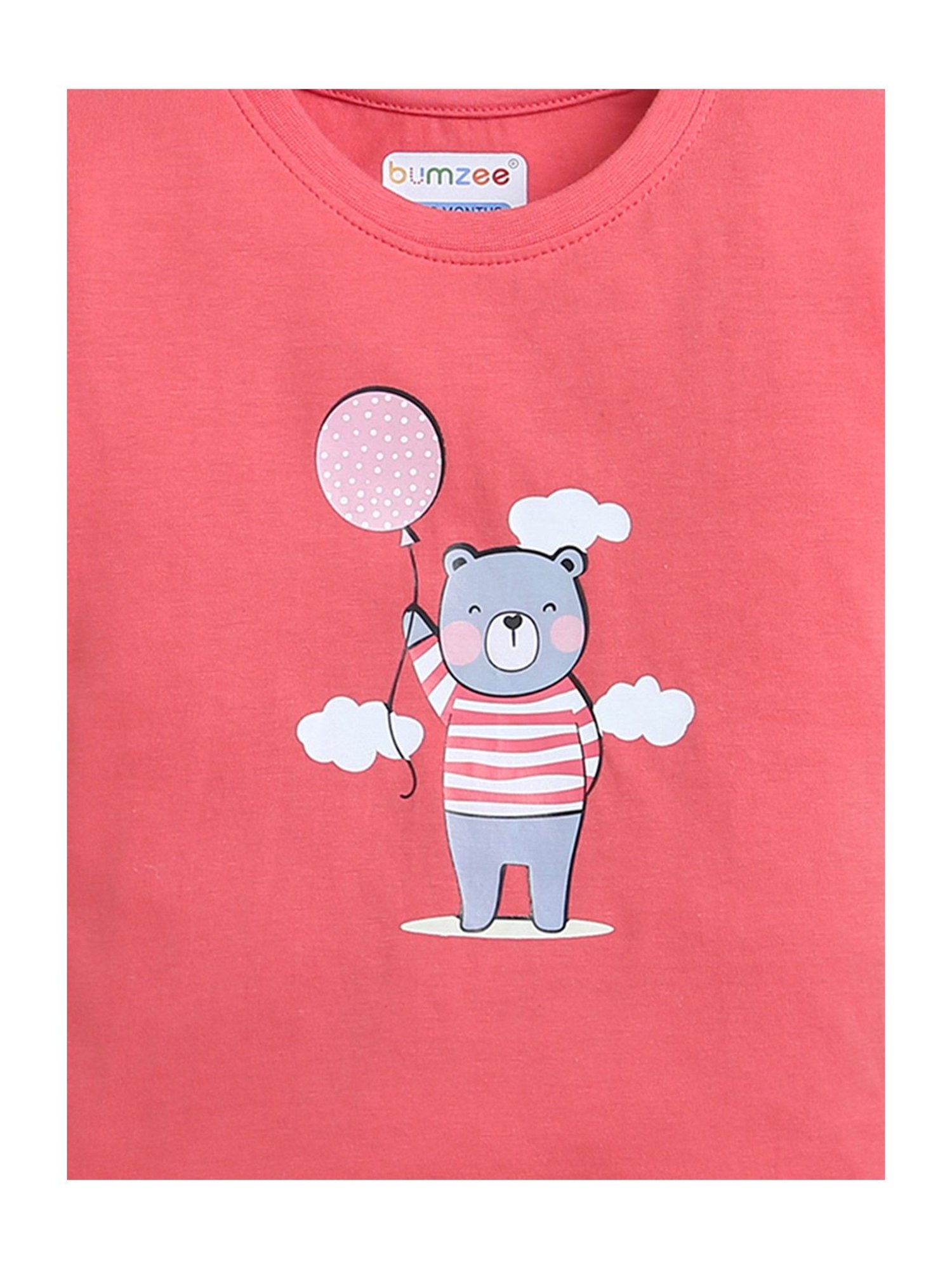 Bumzee Kids Coral & Green Printed T-Shirt (Pack Of 2)