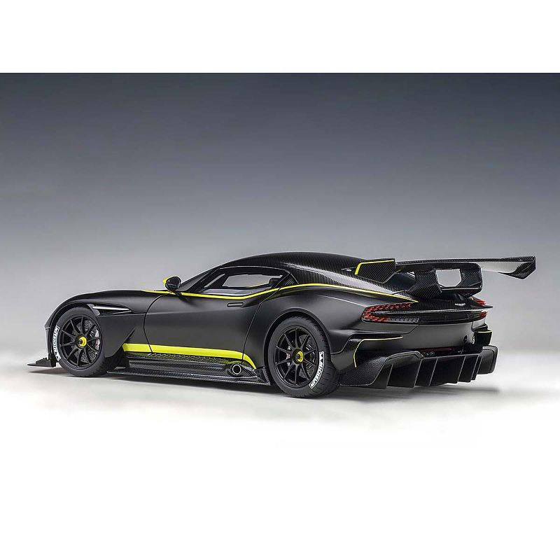 Aston Martin Vulcan Matt Black with Lime Green Stripes 1/18 Model Car by Autoart