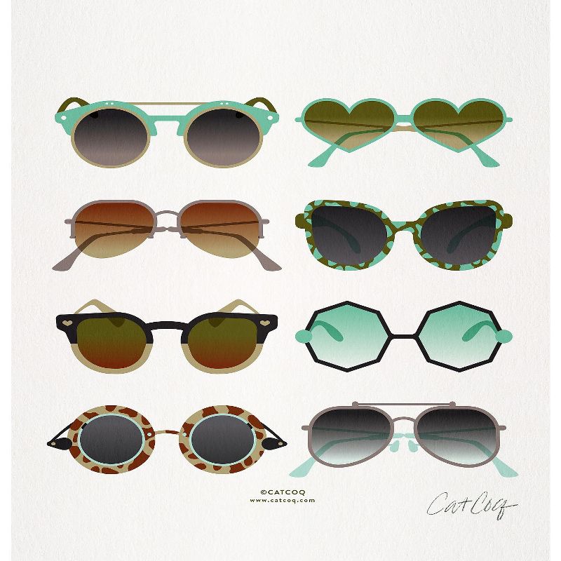 Americanflat Sunglasses Mint And Sepia by Cat Coquillette 71" x 74" Shower Curtain