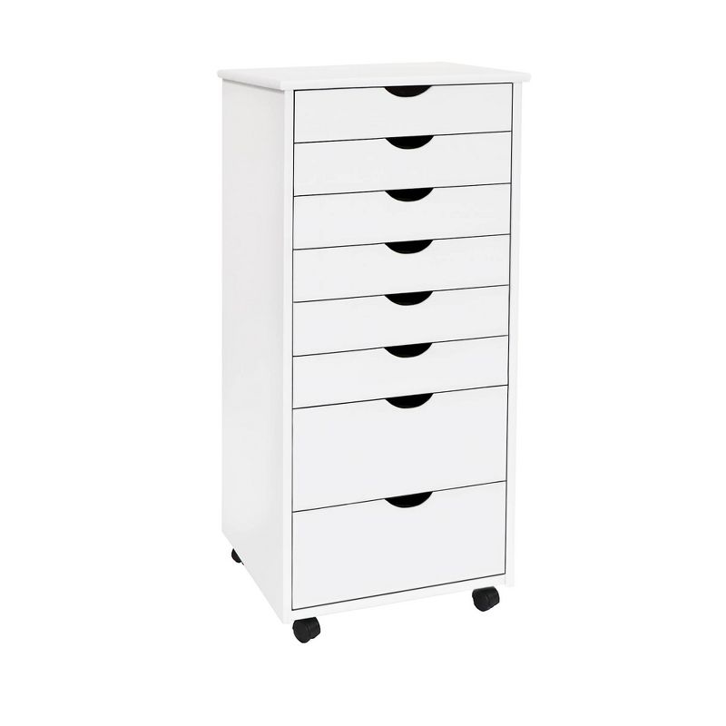 Adeptus Solid Wood 6+2 Drawer Wide Roll Cart White
