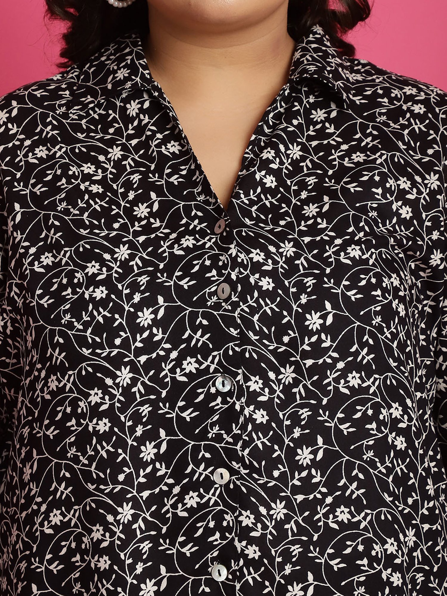 theRebelinme Black Floral Print Shirt