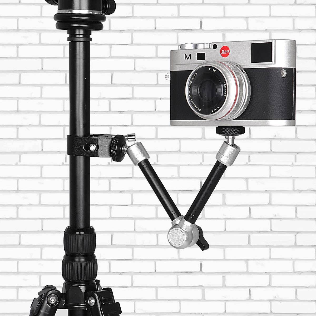 11" Adjustable Robust Articulating Friction Magic Arm, DSLR/Mirrorless/Action Camera/Camcorder/Smartphone/LCD Monitor Video Vlog Rig w/Clamp Holder Mounts Kit fit for GoPro iPhone Arlo etc