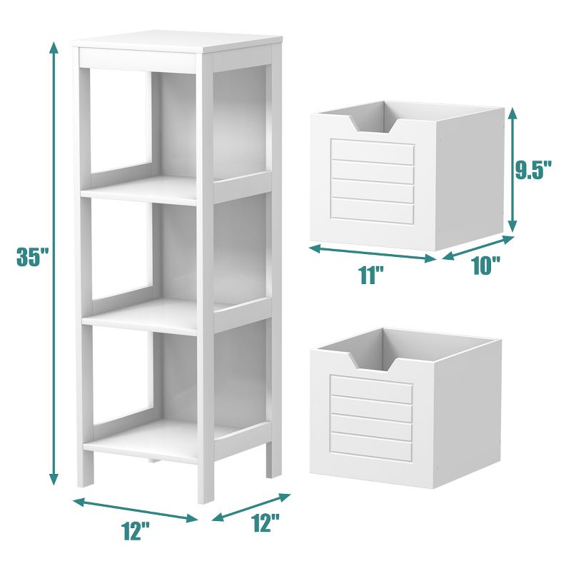 Costway Bathroom Wooden Floor Cabinet Multifunction Storage Rack Stand Organizer Bedroom