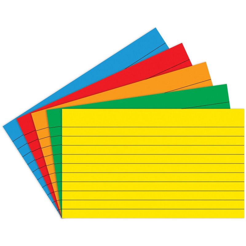 6pk 75 per pack 3" x 5" Lined Index Cards Primary Assorted Colors - Top Notch Teacher Products