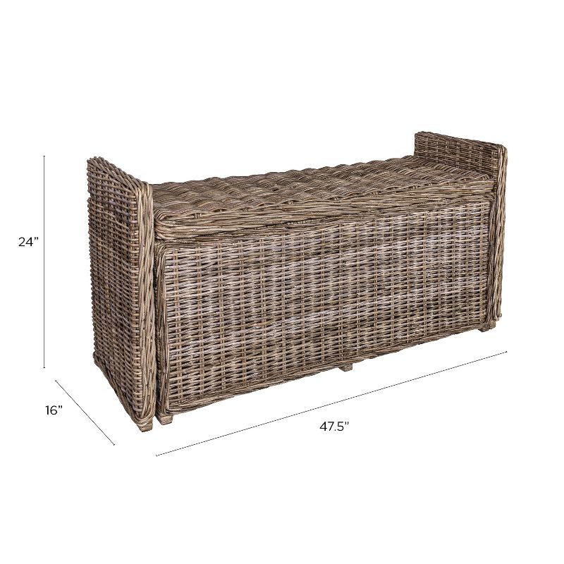 happimess Naples 47.50" Wicker Trunk Storage Bench, Gray