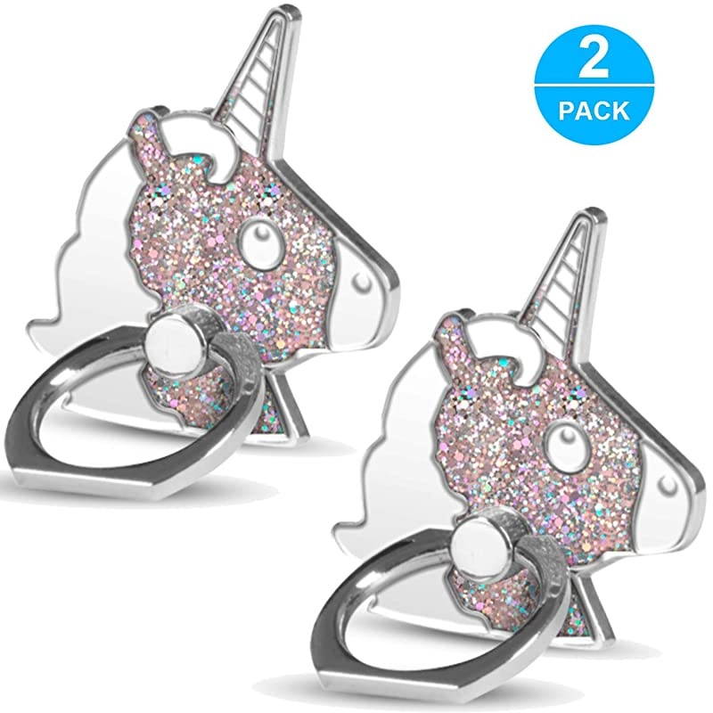 Cellphone Ring Holder Finger Kickstand (2 Pack) -  360&deg; Rotation/Sturdy/Reusable/Grip/Stand/ Universal - Compatible with All Smartphones - Cat Black