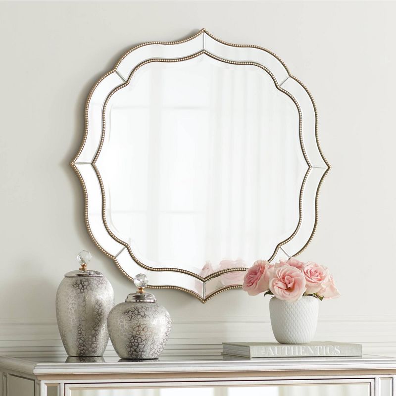Noble Park Laureen Champagne 32" Scalloped Round Wall Mirror