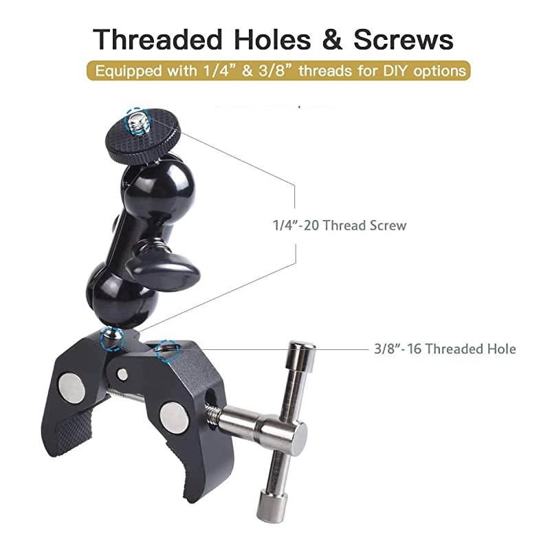 Camera Mount Clamp Stand with Double Ballhead and Crab Clamp, for LCD Filed Monitor, DJI Ronin M Ronin MX