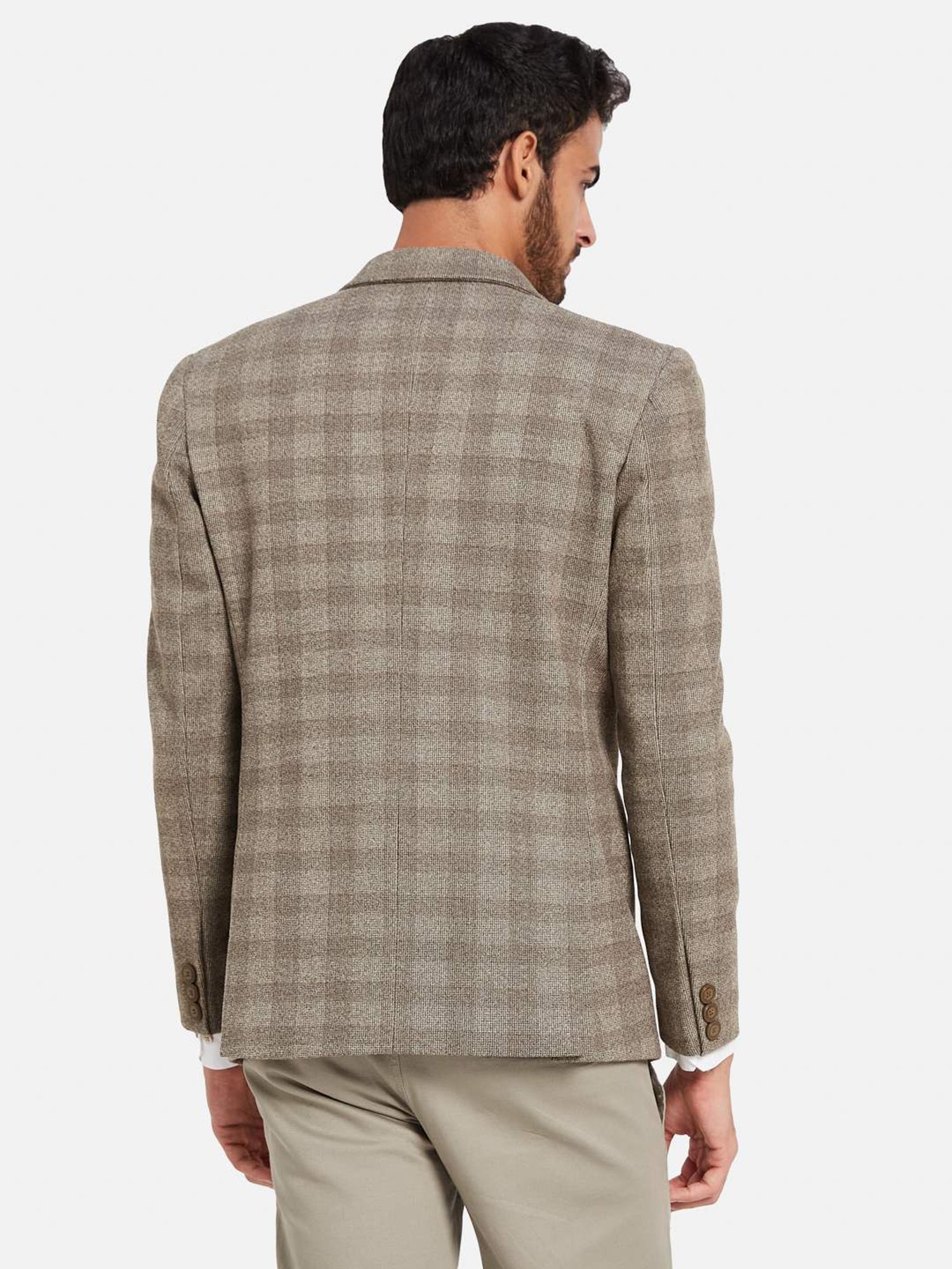 METTLE Brown Regular Fit Checks Blazer
