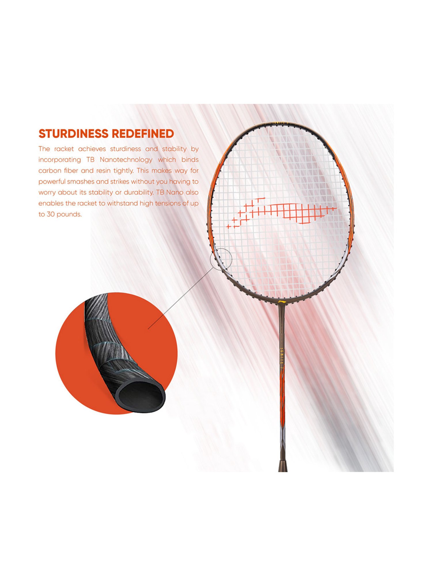 Li-Ning G-Force Superlite Ignite 7 Badminton Racket (Orange) Size - Medium