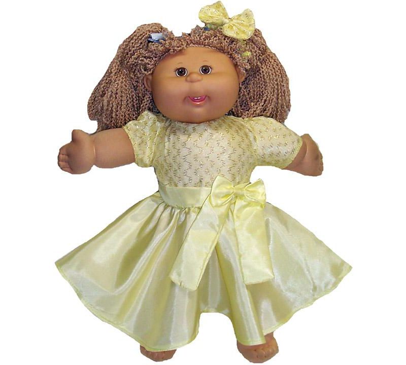 Doll Clothes Superstore Yellow Party Dress Fits Cabbage Patch Kid Dolls - On Sale