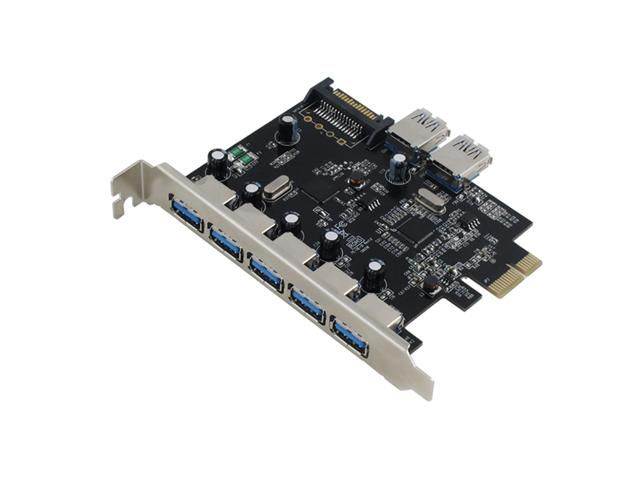 Sedna PCIE 7 Port USB 3.0 Adapter Card Supporting Windows 8 UASP, Super Fast Speed, with SATA Power Connector and 3.5" Floppy Bay Front Panel