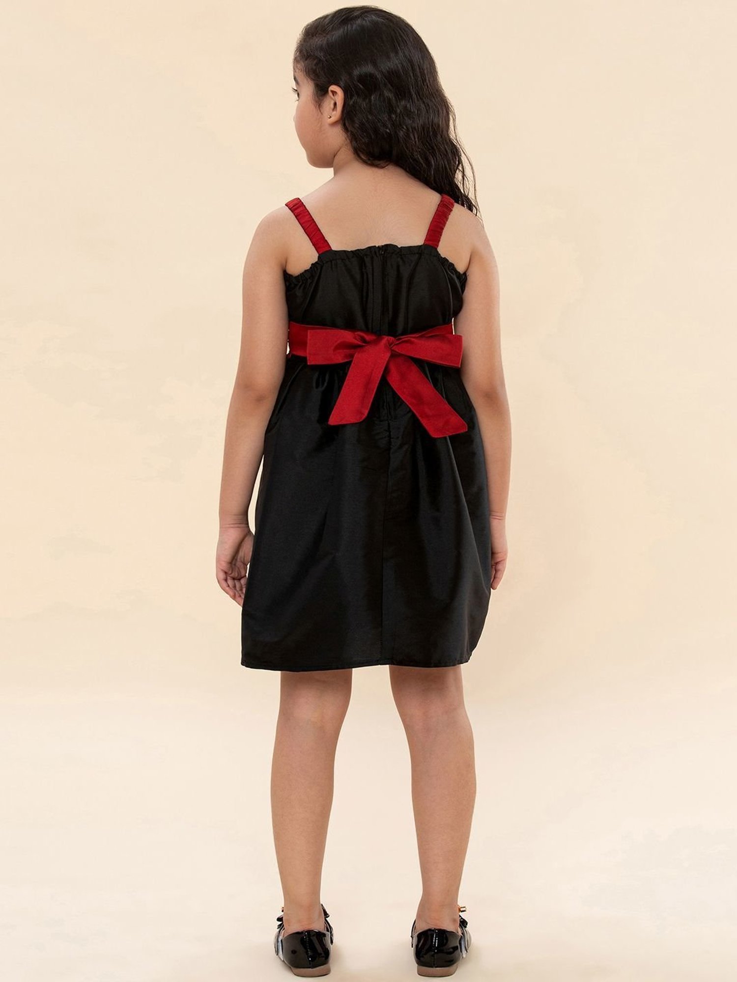 Peppermint Kids Black & White Printed Full Sleeves Dress