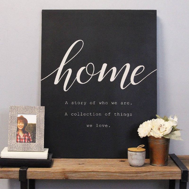 23.62" x 30.31" Home is Quote Oversized Wall Art White - Stratton Home Décor