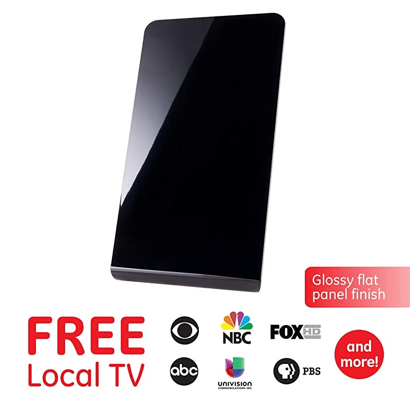 Pro Flat Indoor TV Antenna 30 Mile Antenna Slim Home Decor Digital HDTV Antenna Smart TV 4K 1080P VHF UHF Coaxial Cable Black 33681