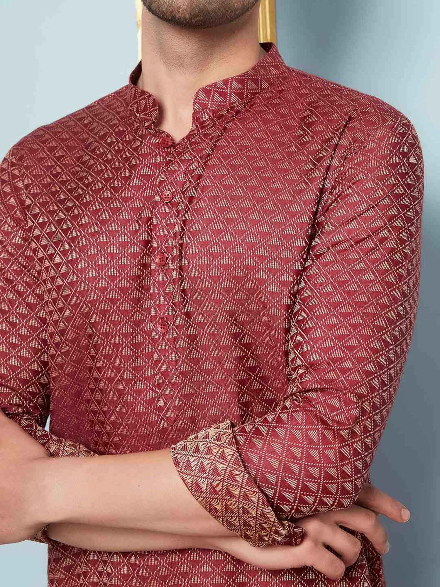 See Designs Maroon Regular Fit Self Pattern Kurta Bottom Set