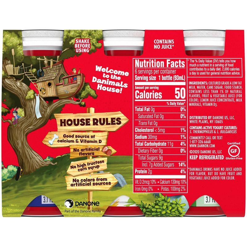 Dannon Danimals Strawberry Yogurt Kids' Smoothie Drinks - 6pk/3.1 fl oz bottles
