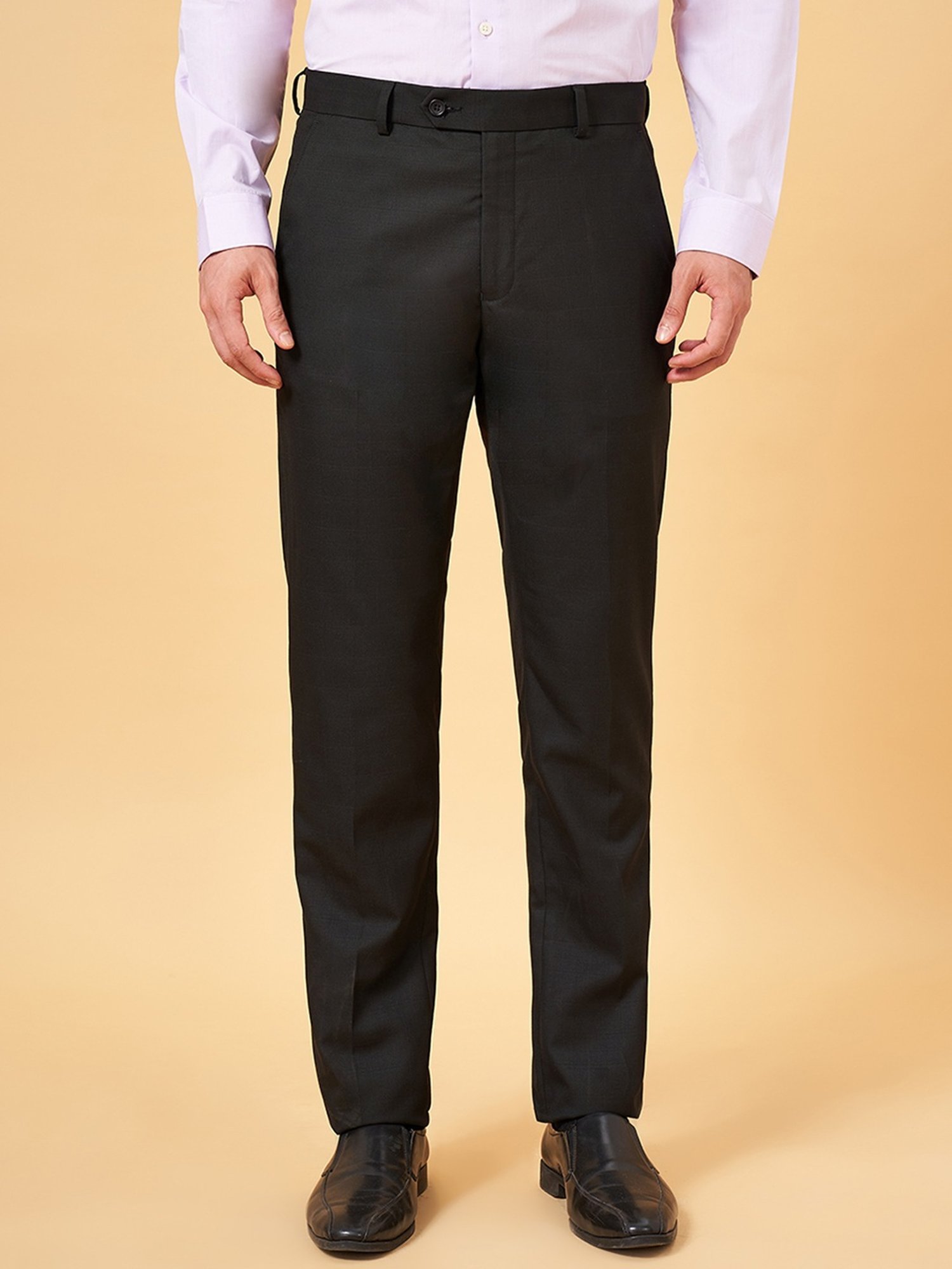 Peregrine By Pantaloons Jet Black Slim Fit Trousers