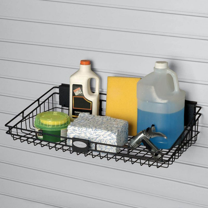 Suncast Storage Trends 12 Inch x 24 Inch Mounted Wire Organizer Basket, Black