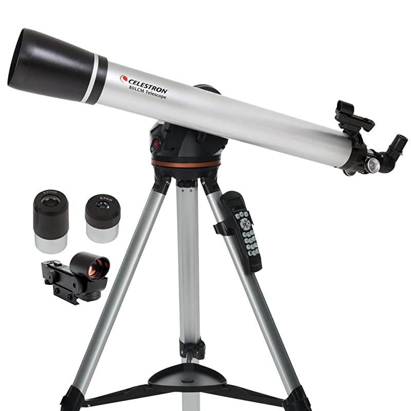 80LCM Computerized Refractor Telescope Telescopes for Beginners 2 Eyepieces FullHeight Tripod Motorized Altazimuth Mount Large 80mm Refractor Reflector