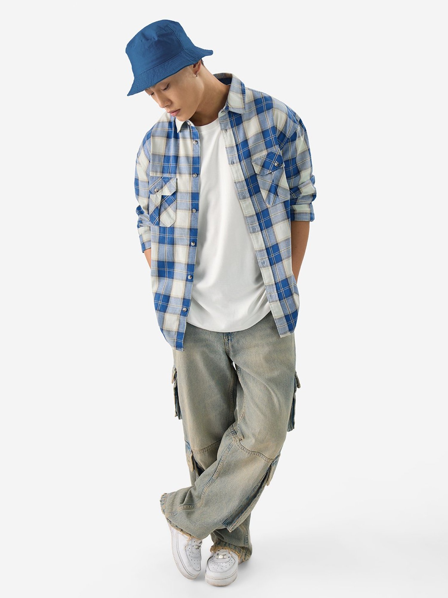 Kuons Avenue Cobalt Blue Slim Fit Denim Shirt