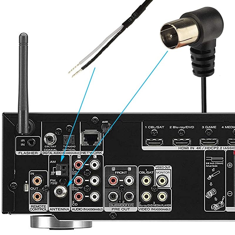 75 Ohm FM Antenna FM Antenna and AM Loop Antenna for Pioneer Onkyo Yamaha Marantz Indoor HD Radio FM Radio Bluetooth Home Stereo Receiver AV Audio Vedio Home Theater Receiver Power Amplifier