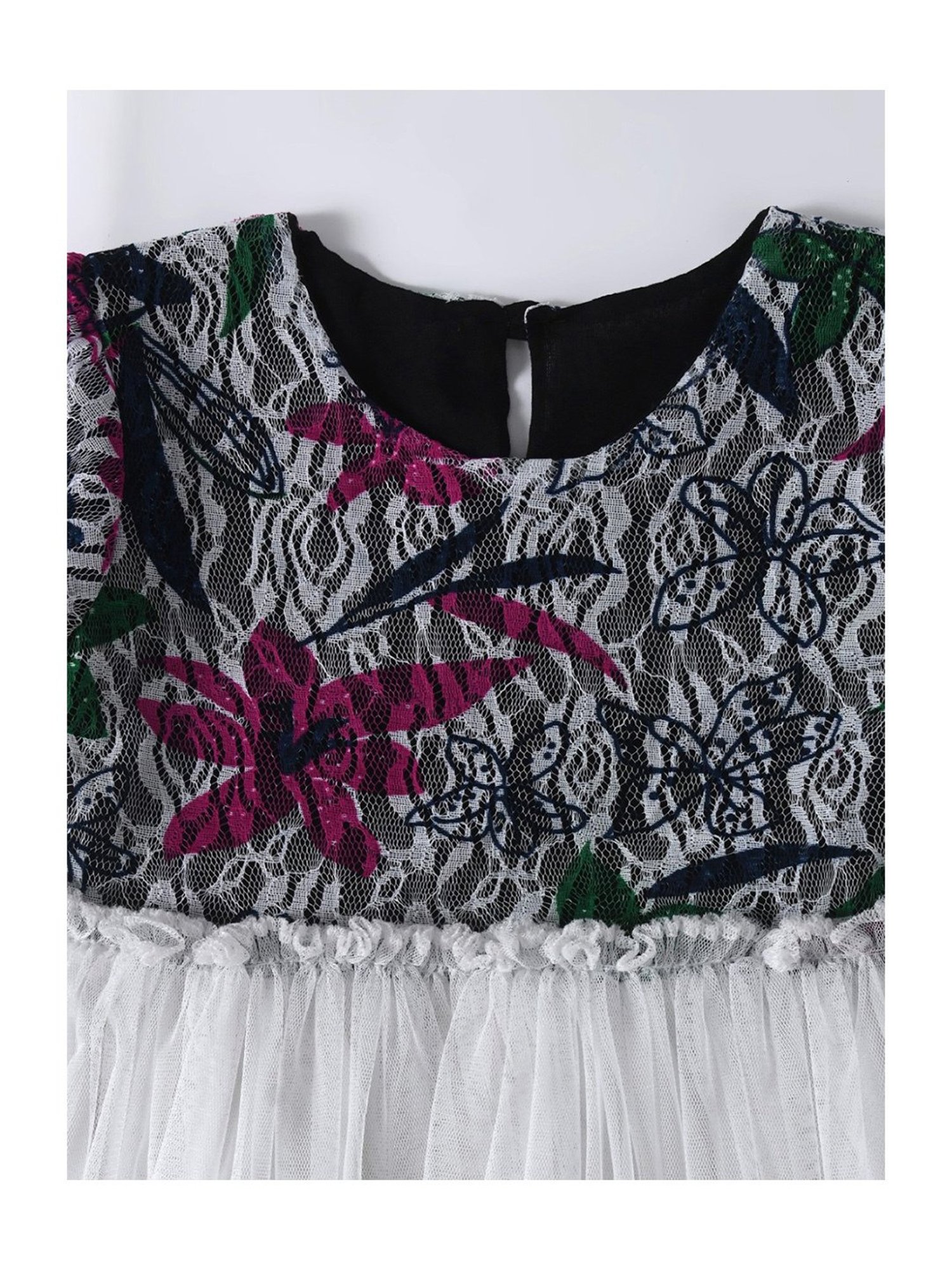 Bella Moda Kids White & Black Embroidered Fit & Flare Dress