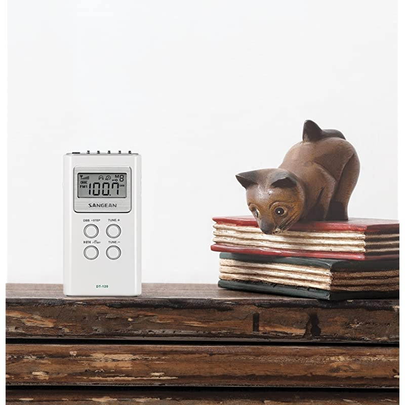 DT-120 AM/FM Stereo PLL Synthesized Pocket Receiver, WHITE