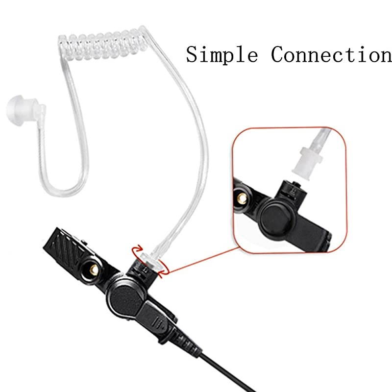 Acoustic Tube Earpiece Coil Tubes Replacement for Two Way Radio Headsets FBI Style Motorola Kenwood Walkie Talkie Earpieces2 Pack with 2X Radio Earbuds by