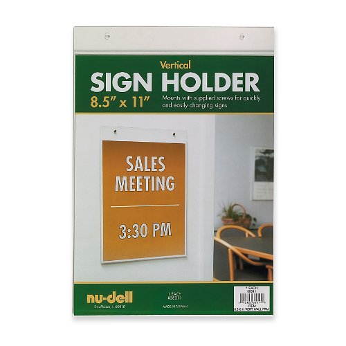 Nudell Wall Sign Holder Vertical 8-1/2"x11" Clear 38011
