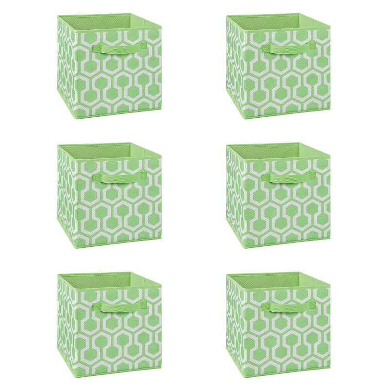 ClosetMaid 184300 Nonwoven Polypropylene Fabric Multiple Item Spacious Storage Organizer Cube with Two Handle Design, Green Hexagon (6 Pack)