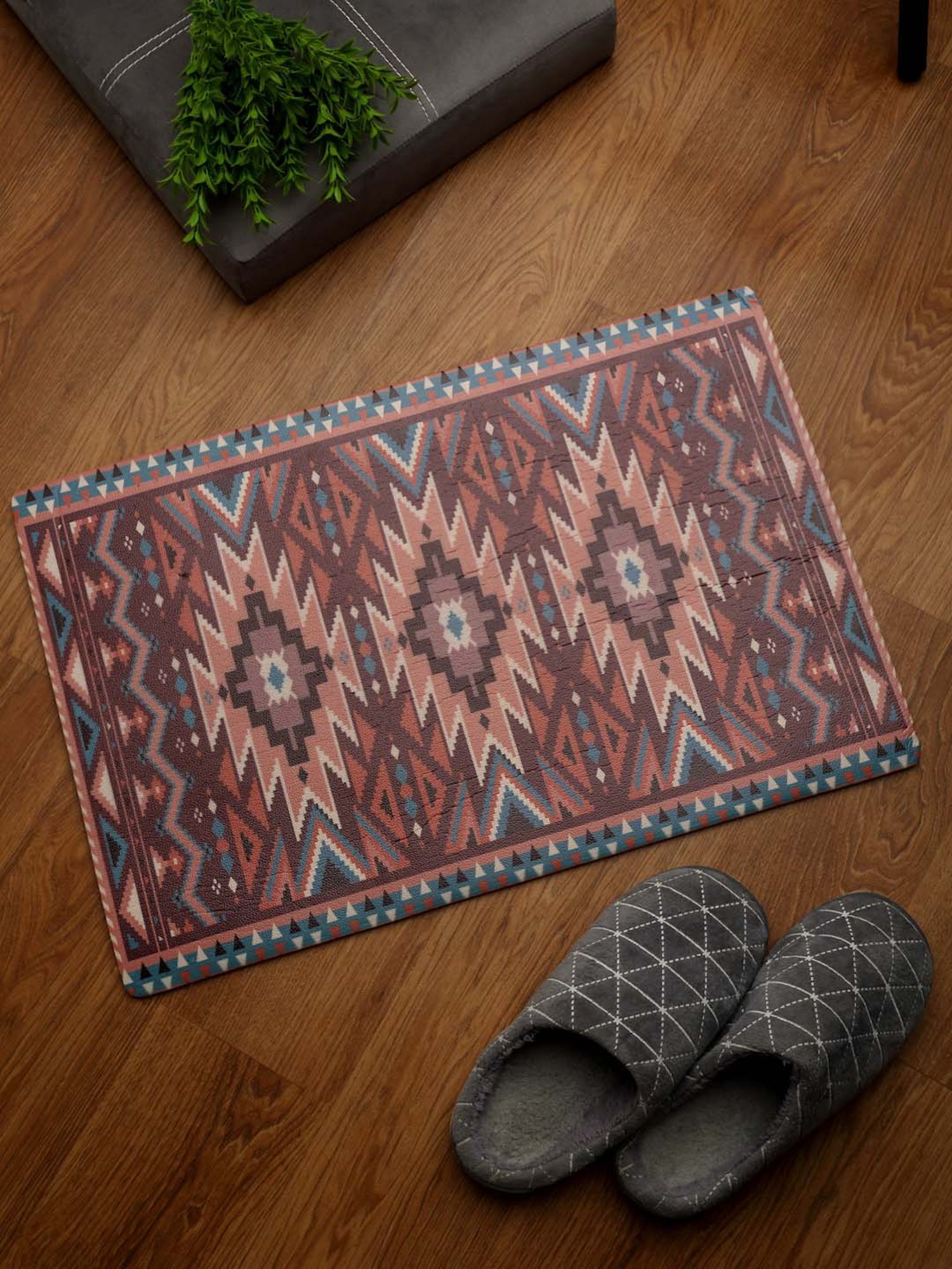 HOSTA HOMES Multicolor PVC Anti-Skid Door Mat - Set of 1