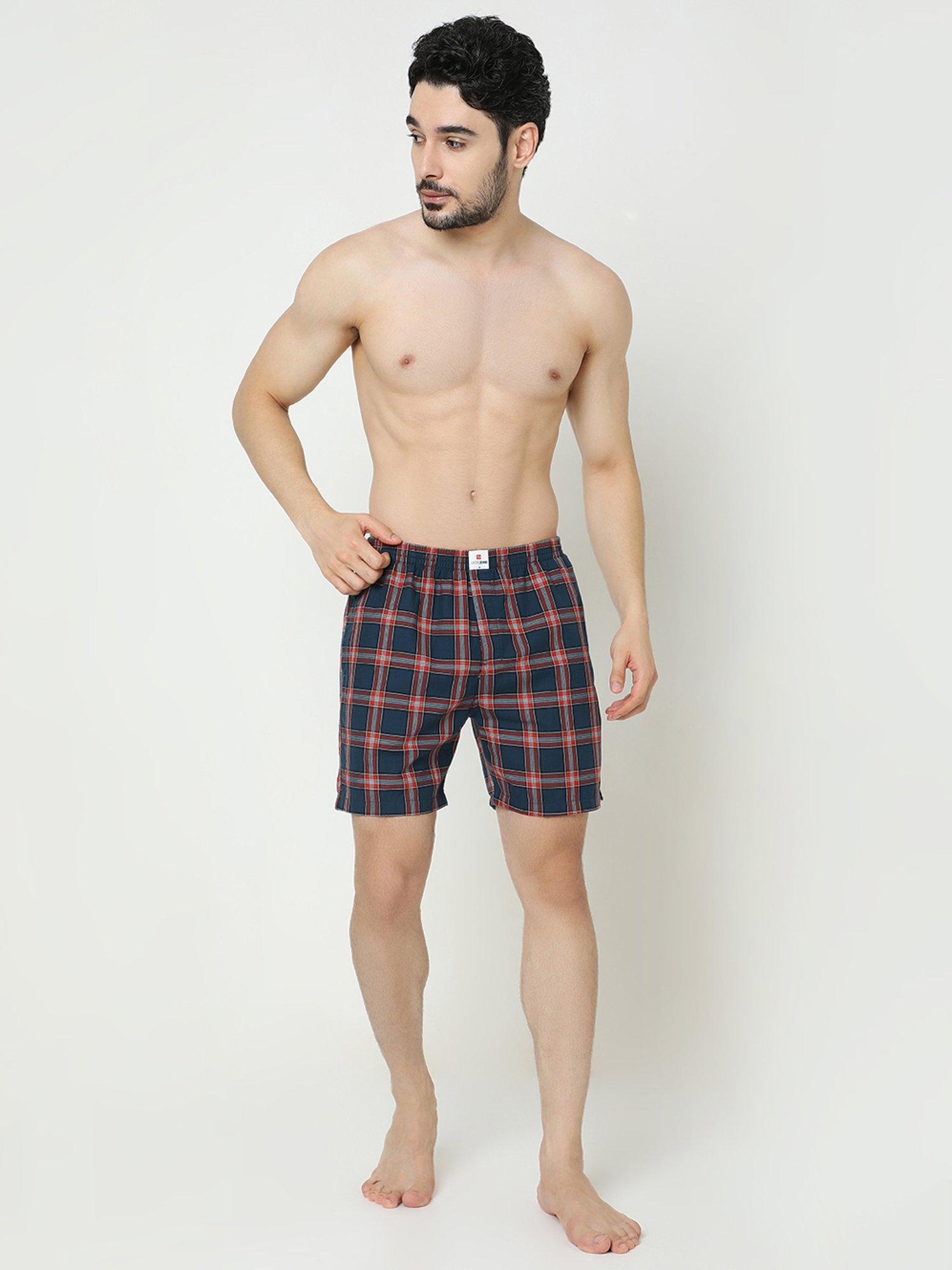 UnderJeans by Spykar Navy Check Cotton Boxers