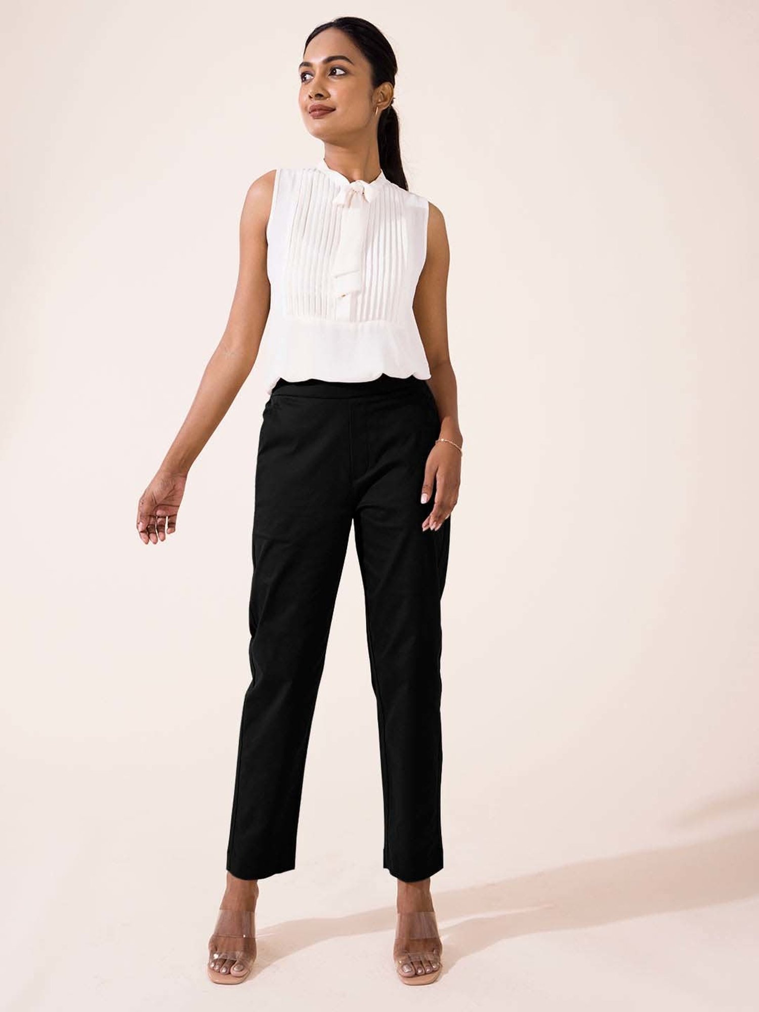 Go Colors! Black Mid Rise Formal Trousers
