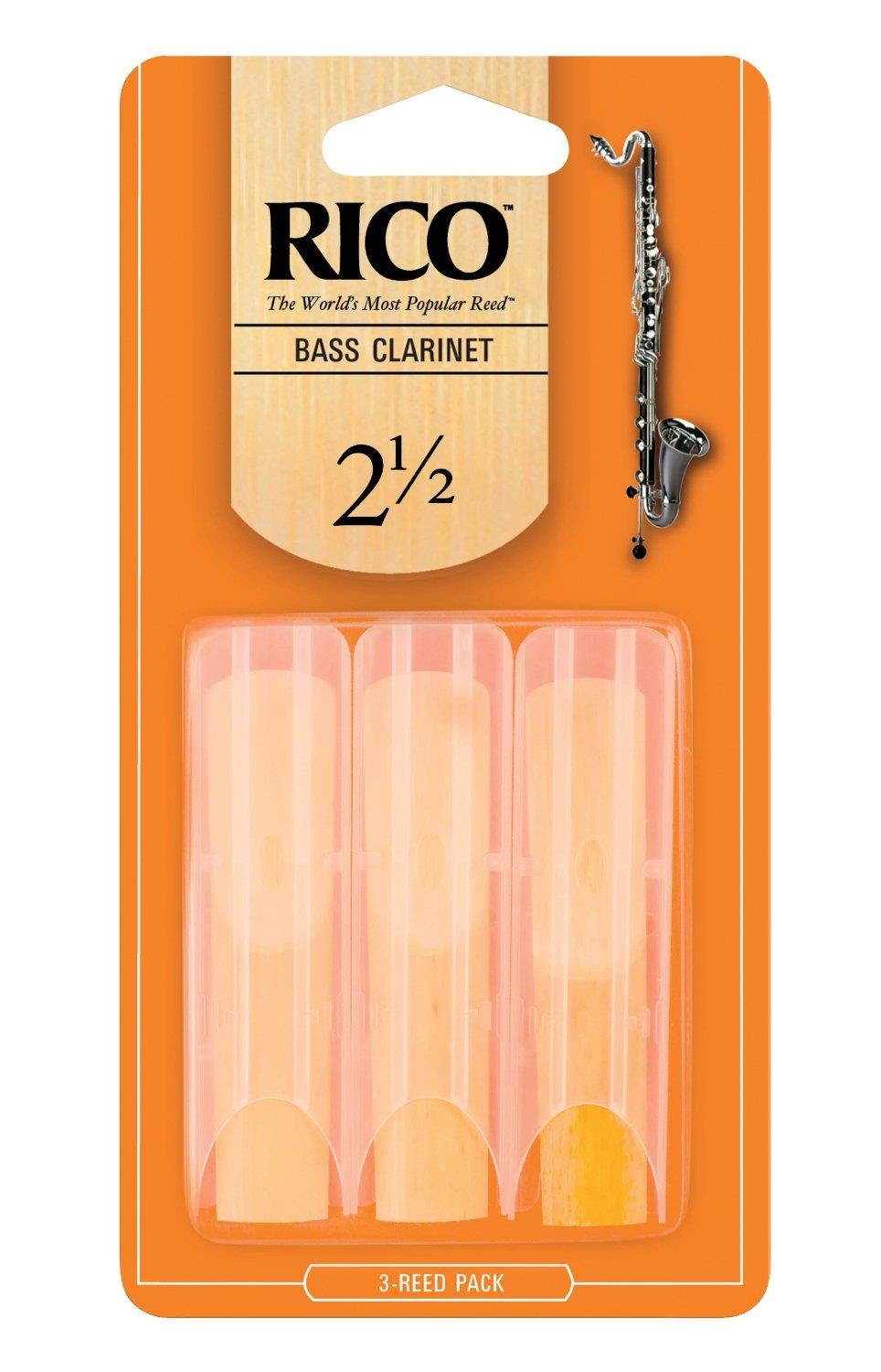 Rico Bass Clarinet Reeds, Strength 2.5, 3-pack