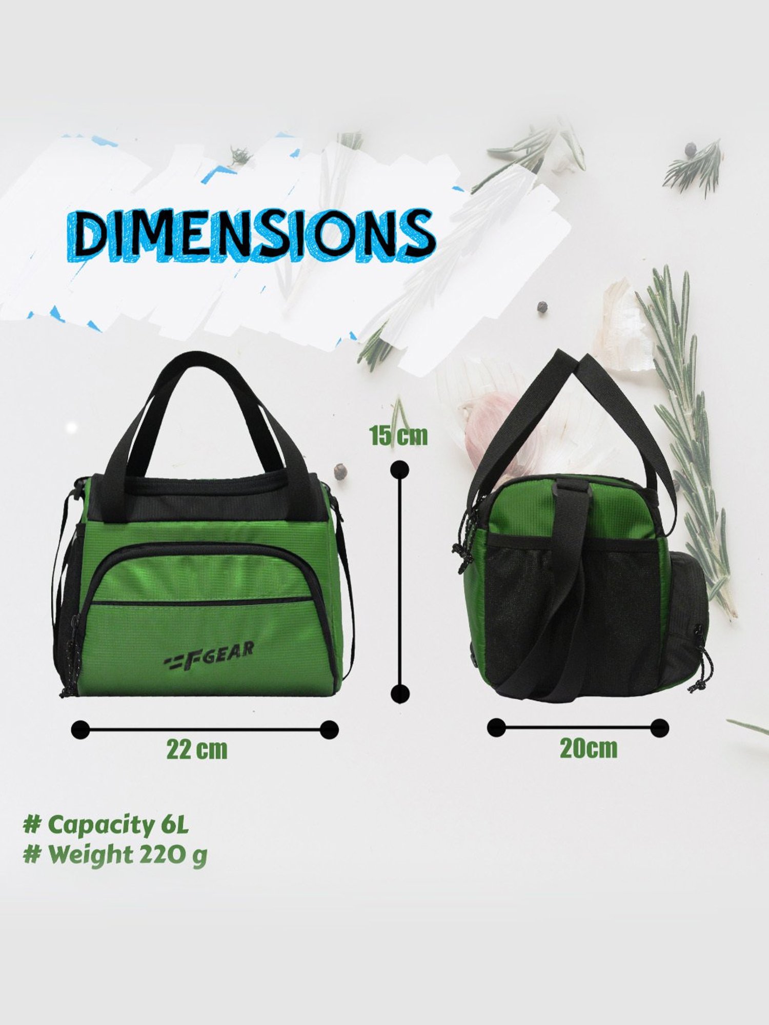 F Gear Yolo Forest Green Medium Lunch Bag