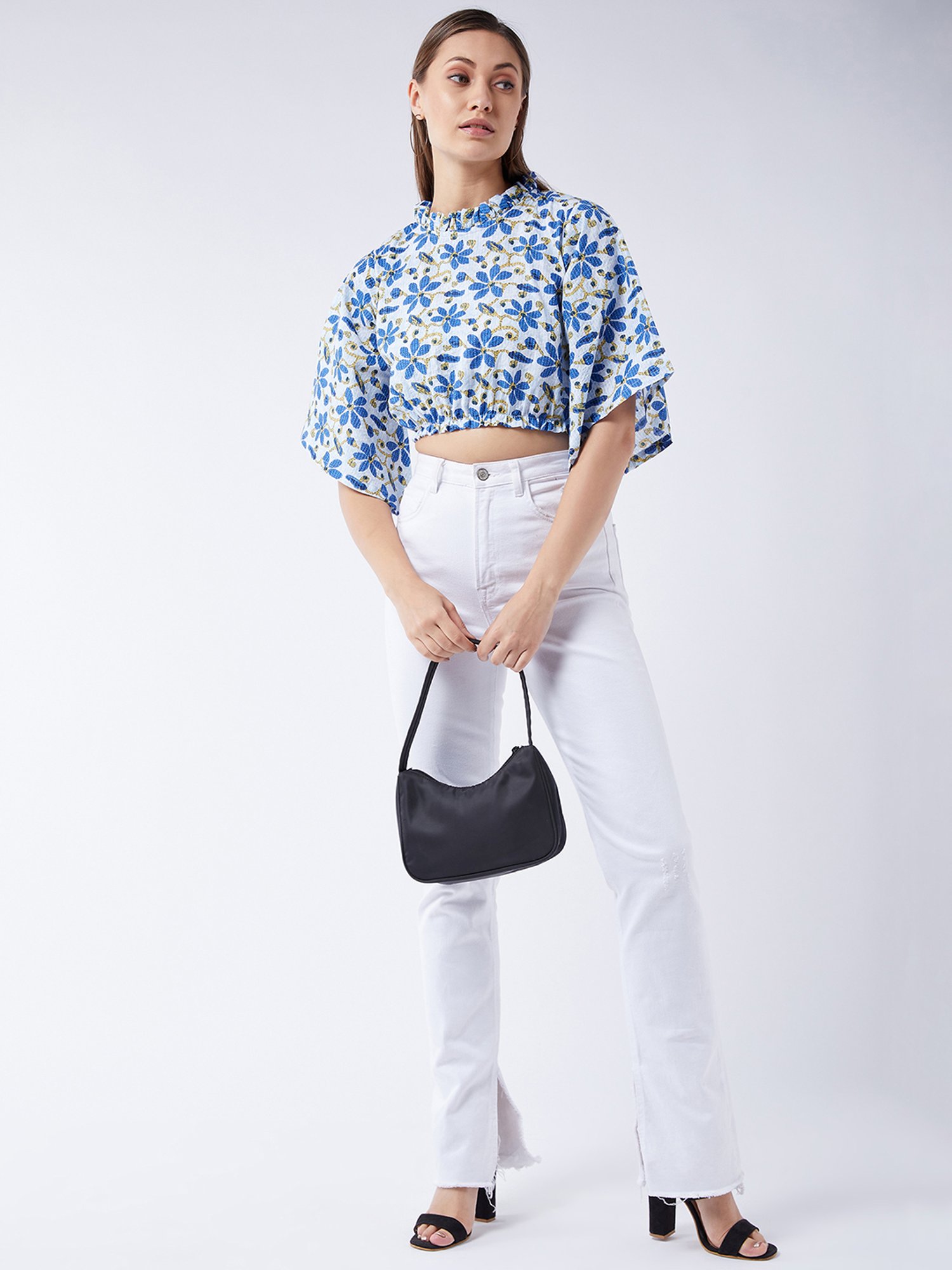 Inweave Blue Printed Crop Top