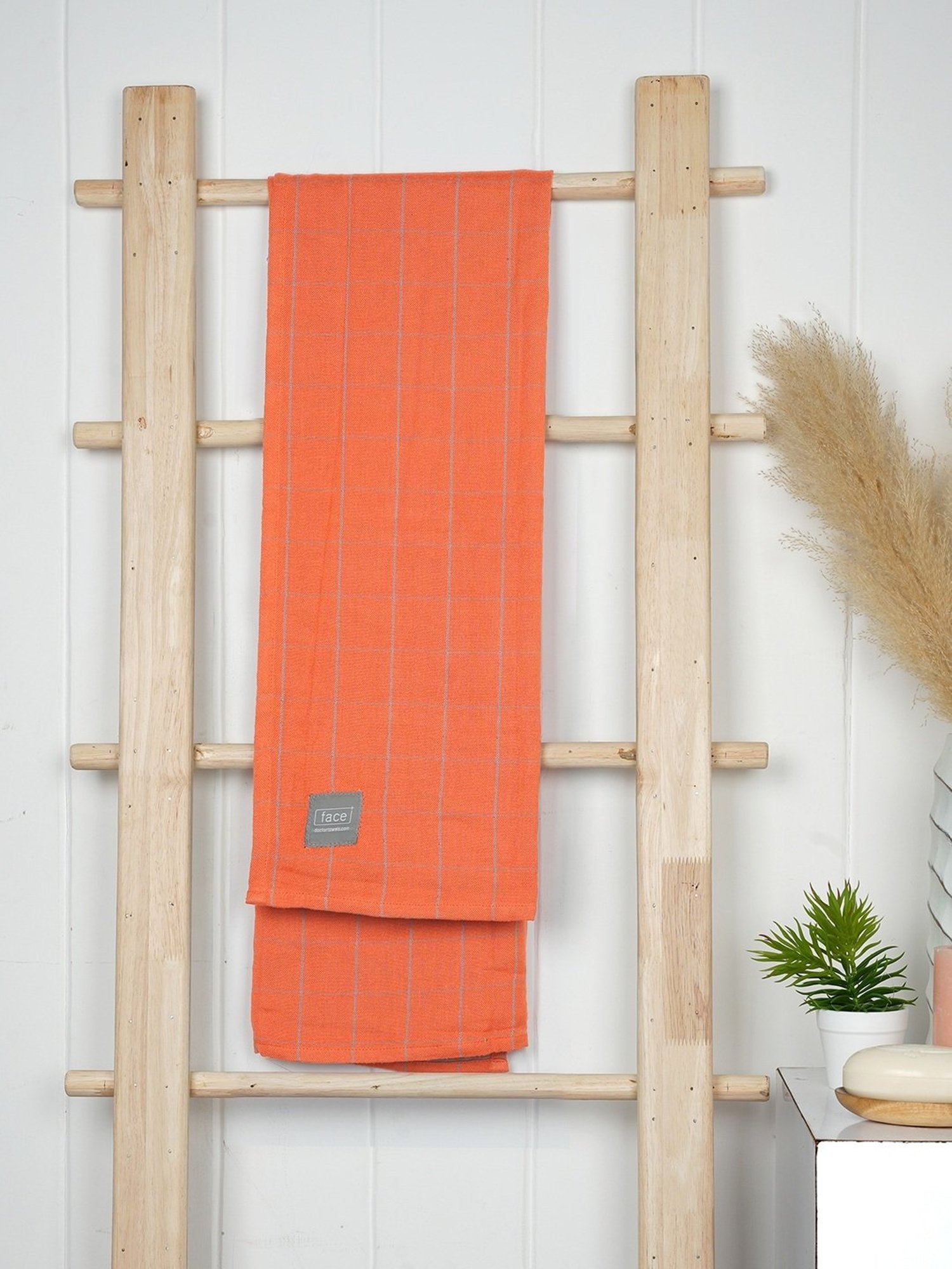 Doctor Towels Banana Double Cloth Checks Orange 380 GSM Viscose Bath Towel