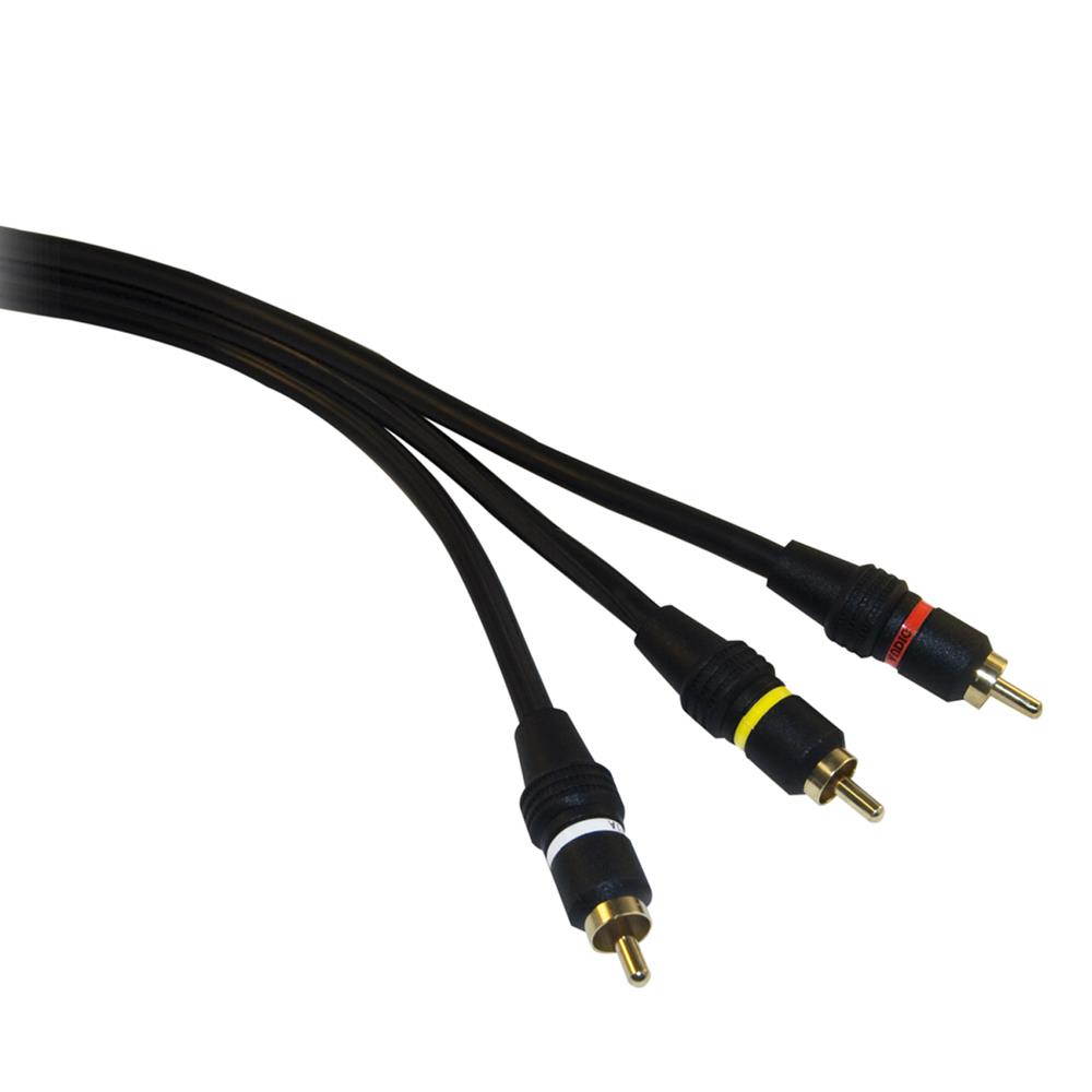 CableWholesale 10R2-03112 High Quality RCA Audio, Video Cable, 3 RCA Male, Gold-plated Connectors, 12 foot