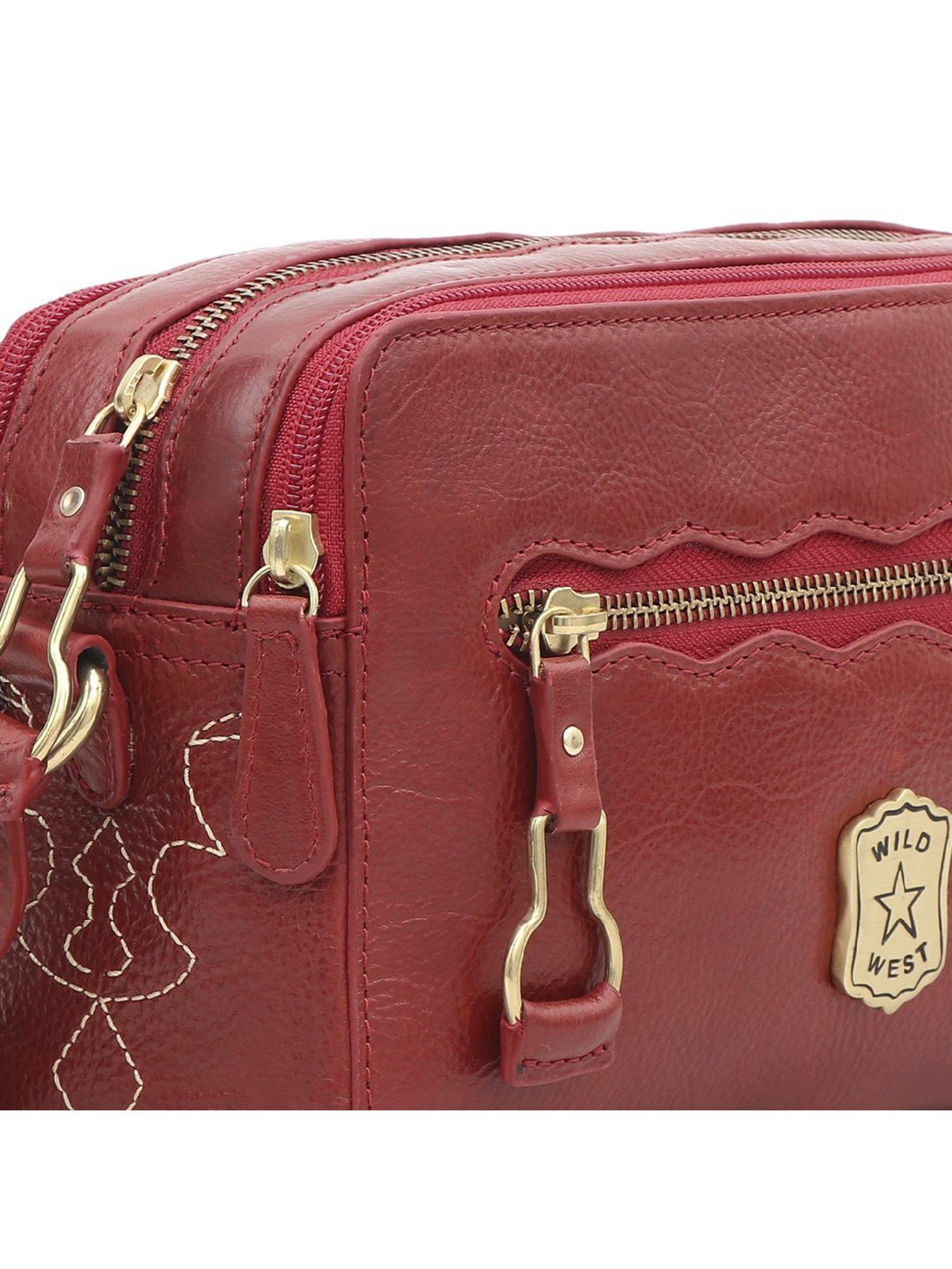 Hidesign WILD WEST  Red Solid Medium Sling Handbag