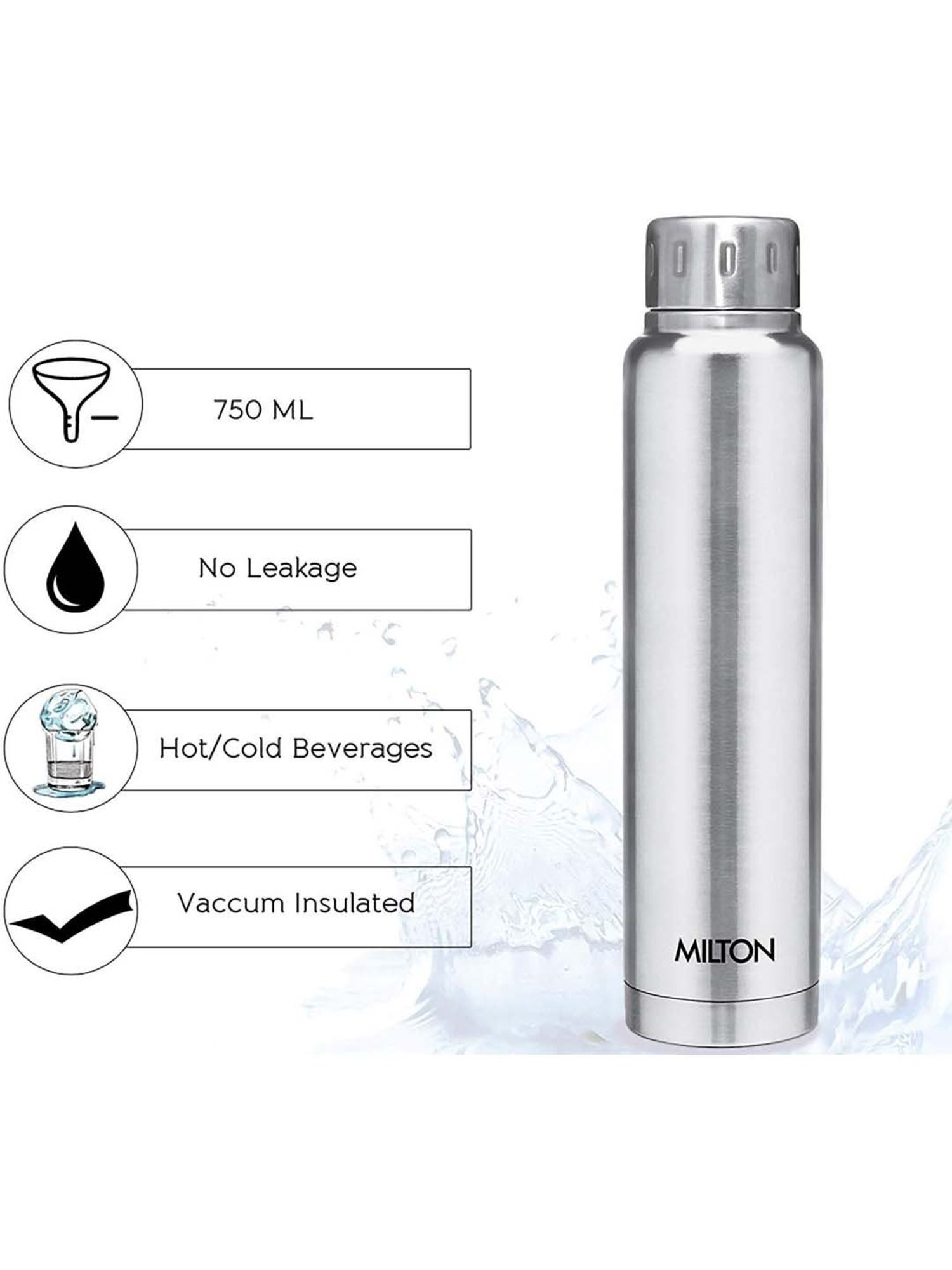 Milton Elfin Silver Stainless Steel Thermosteel Bottle (750 ml) - Set of 1