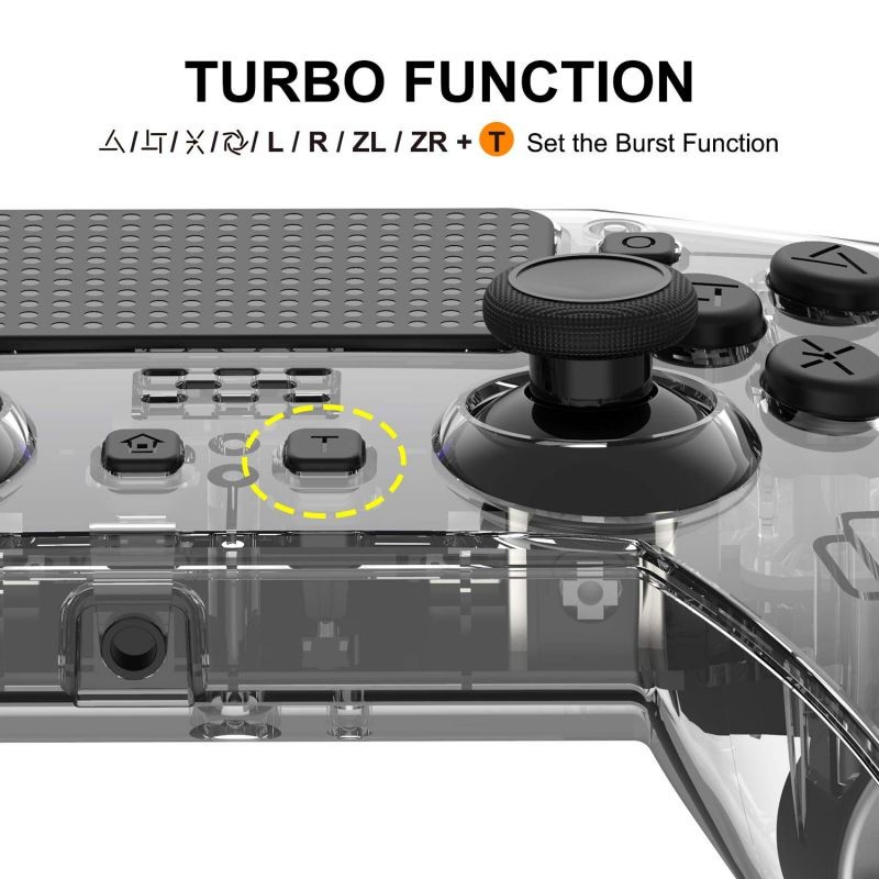 Clear Transparent Rapid Fire Wireless PS4 Game Controller,6-Axis Motion Sensor Dual Vibration Gamepad for Play Station 4 Built in Speaker and 3.5mm Headphone Jack,Support Turbo Function