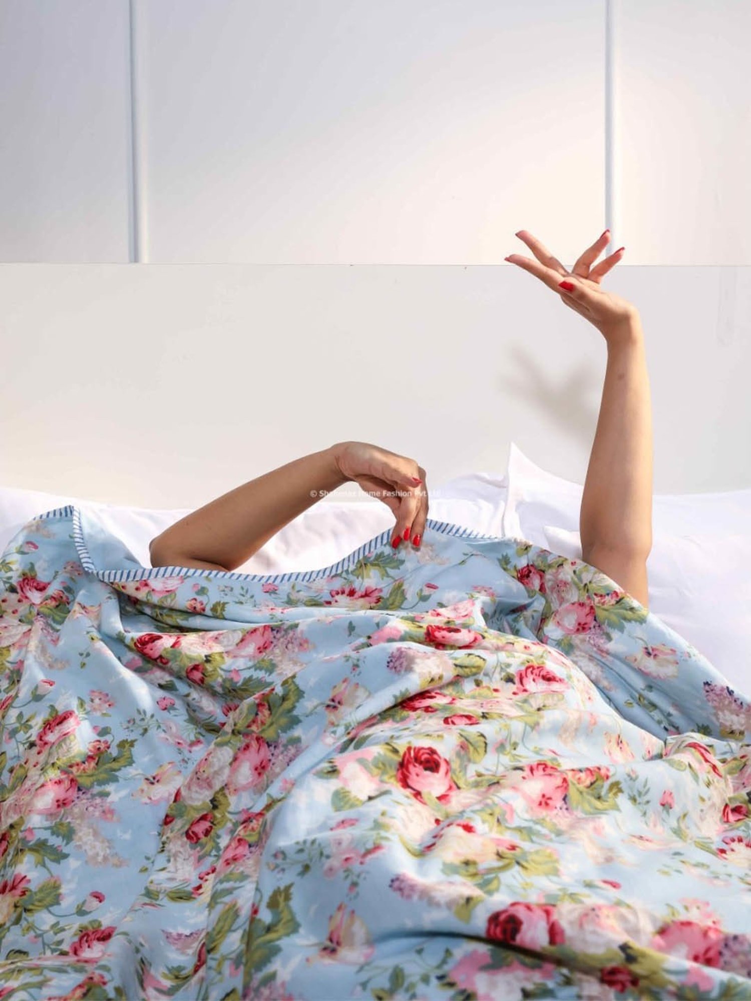 Shahenaz Brindavan Floral Blue Cotton Single Reversible Dohar