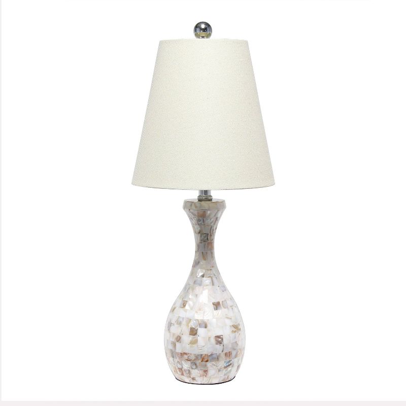Malibu Curved Mosaic Seashell Table Lamp with Accents White - Lalia Home