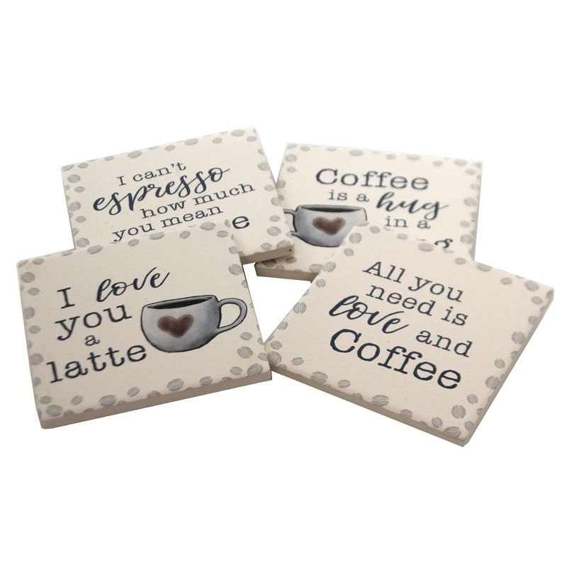 Tabletop 4.0" Coffee Love Coaster Latte Espresso Drink Carson Home Accents  -  Coasters